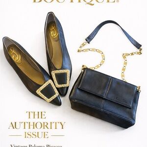 Paloma Picasso Black Crossbody Bag with Gold Chain